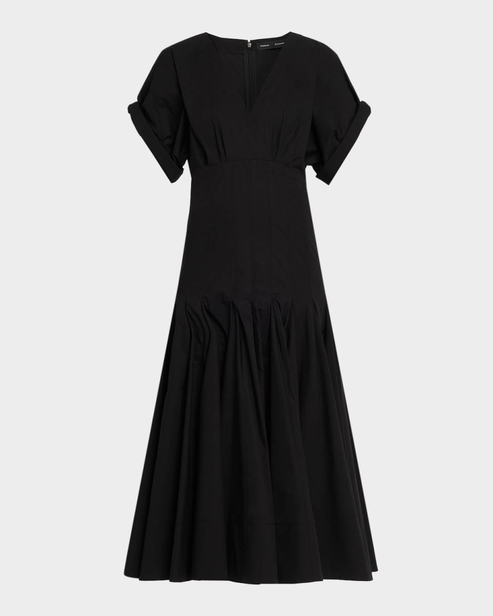 Ciara Short-Sleeve Poplin Drop-Waist Midi Dress
